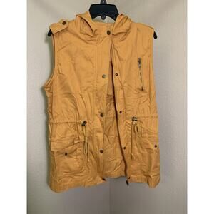 Zenana Outfitters Women's Gorpcore Vest SZ Large Hoodie Utility Mustard Yellow